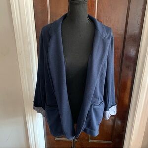 Skies Are Blue Women's Navy Knit Blazer Sweater Sz XXL